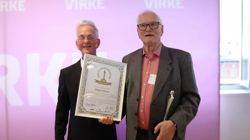 Styreleder i Norges Franchiseforenign, Sven Hars, og Årets Franchisebragd 2026, Børge Nilssen.